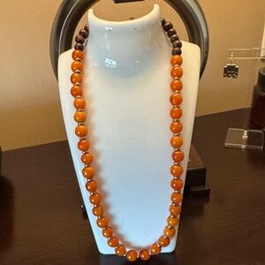 Vibrant Orange Beaded Necklace